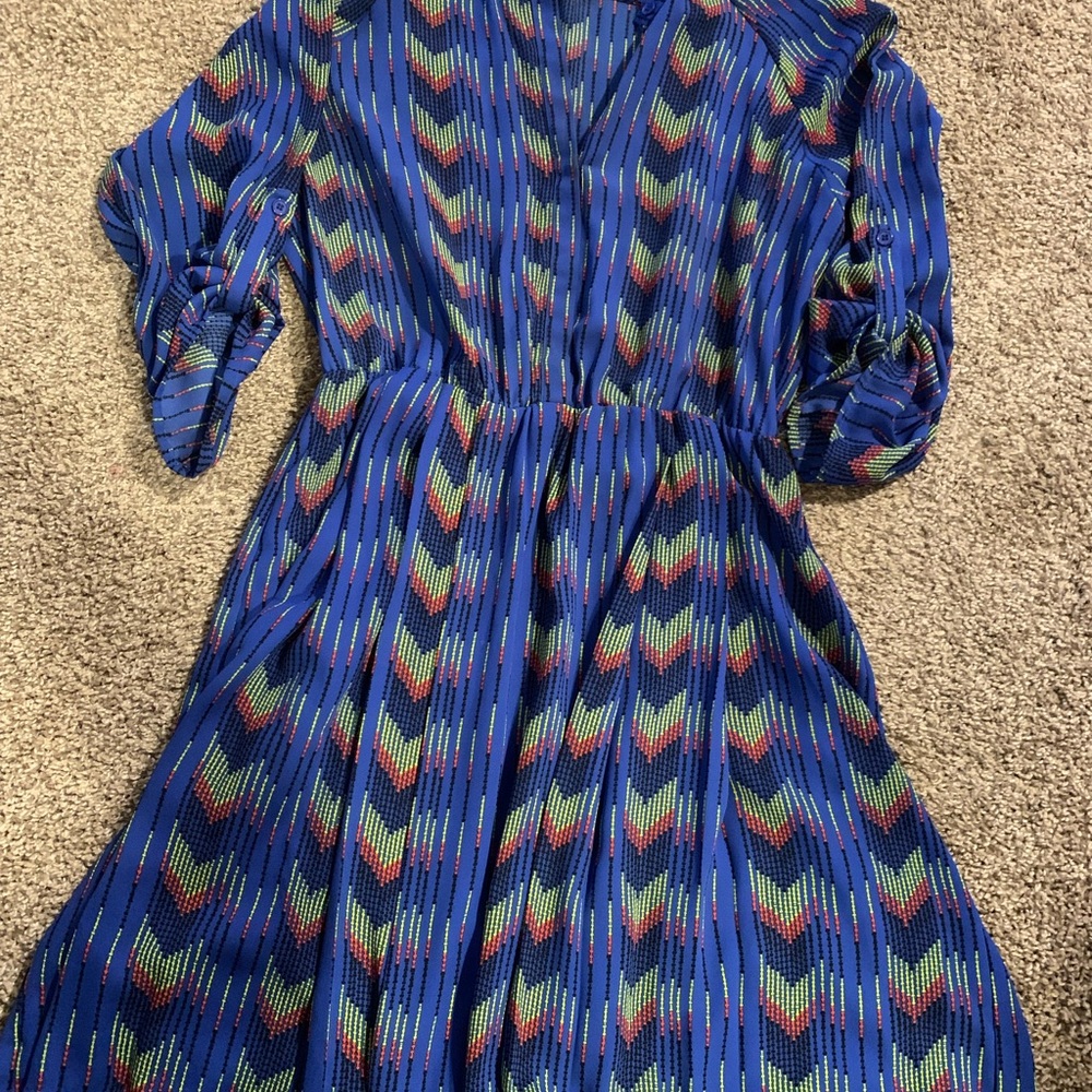 Collective Concepts Blue and Red Patterned dress